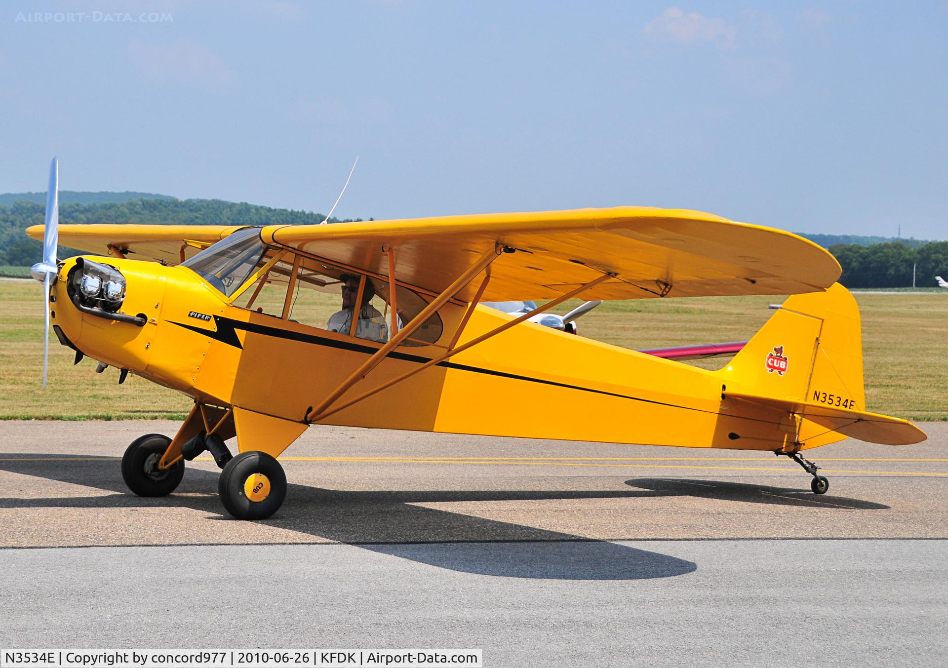 N3534E, 1941 Piper J3L-65 Cub Cub C/N 6309, Seen at KFDK on 6/26/2010