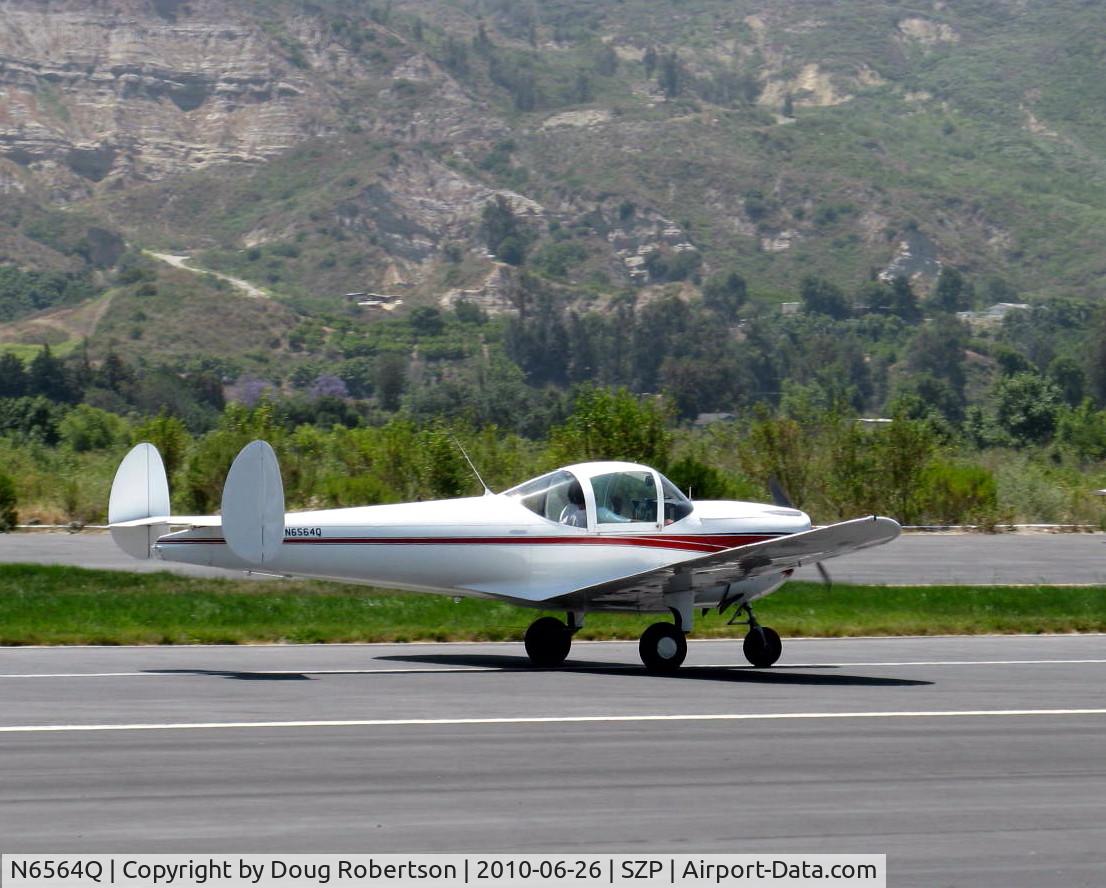 N6564Q, 1965 Alon A2 Aircoupe C/N A-64, 1965 Alon AIRCOUPE A2, Continental C90 90 Hp, landing roll Rwy 22