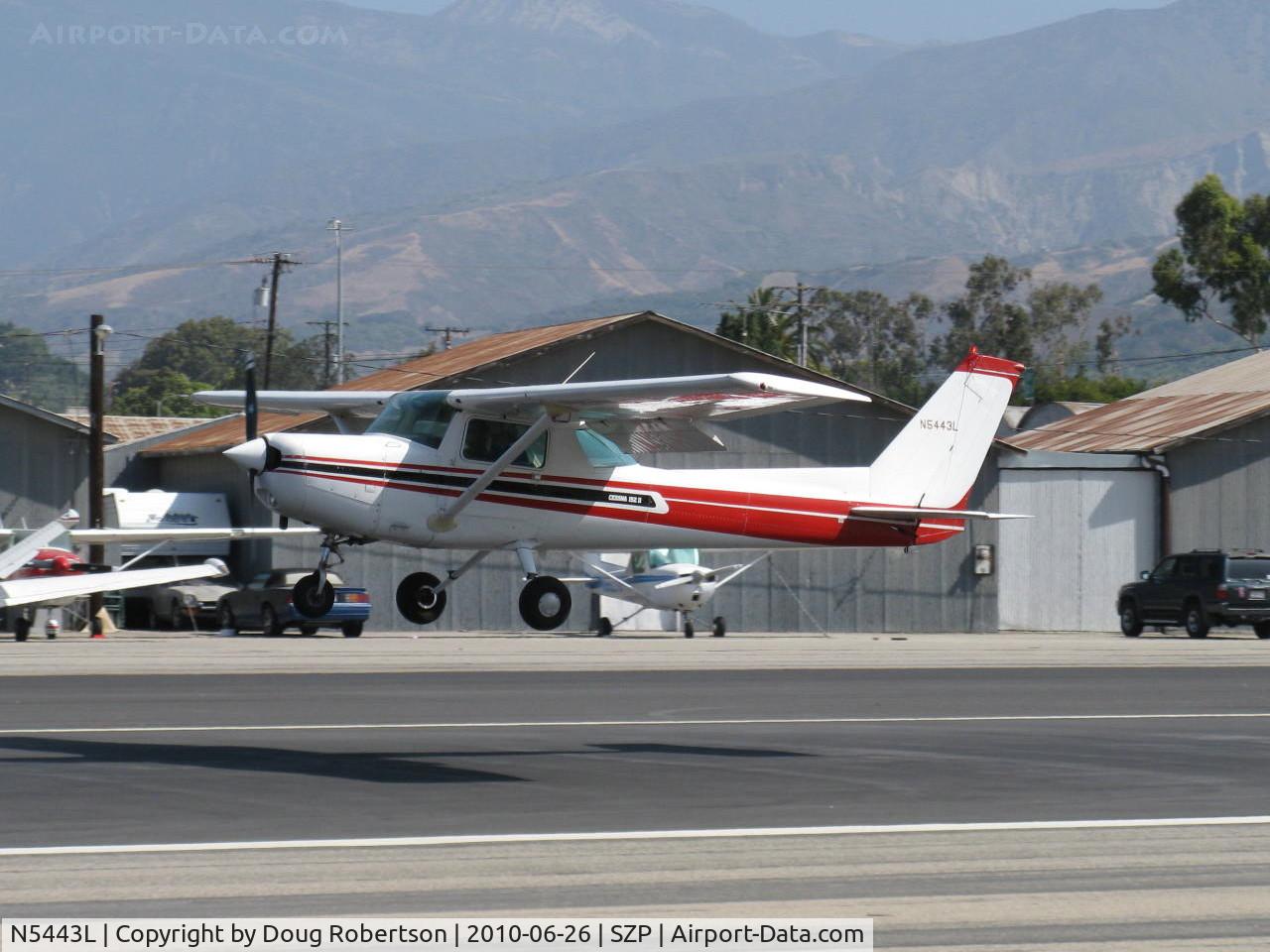 N5443L, 1980 Cessna 152 C/N 15284315, 1980 Cessna 152 II, Lycoming O-235 110 Hp, landing Rwy 22