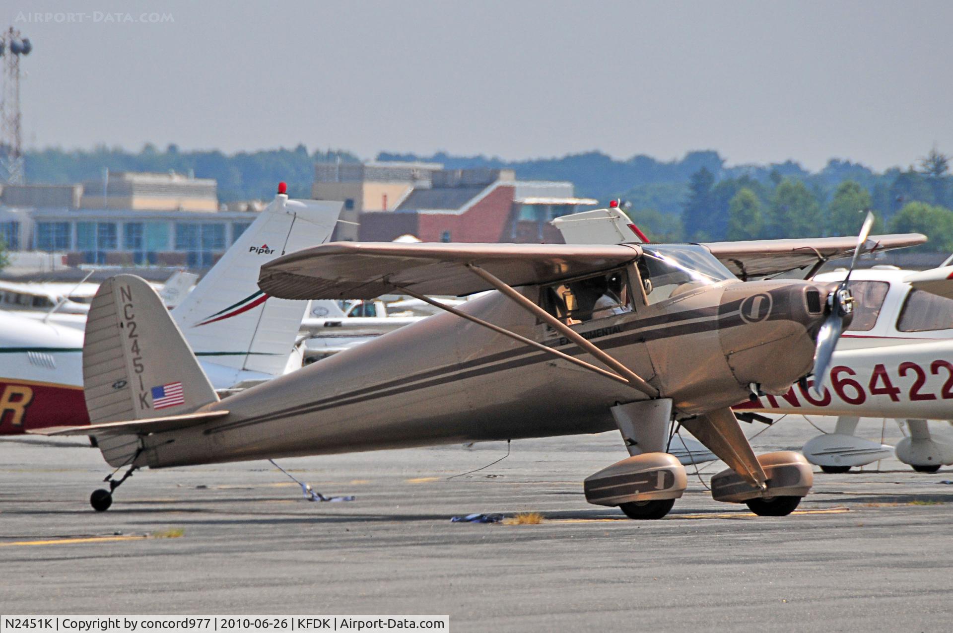 N2451K, 1947 Luscombe 8E Silvaire C/N 5178, Seen at KFDK on 6/26/2010