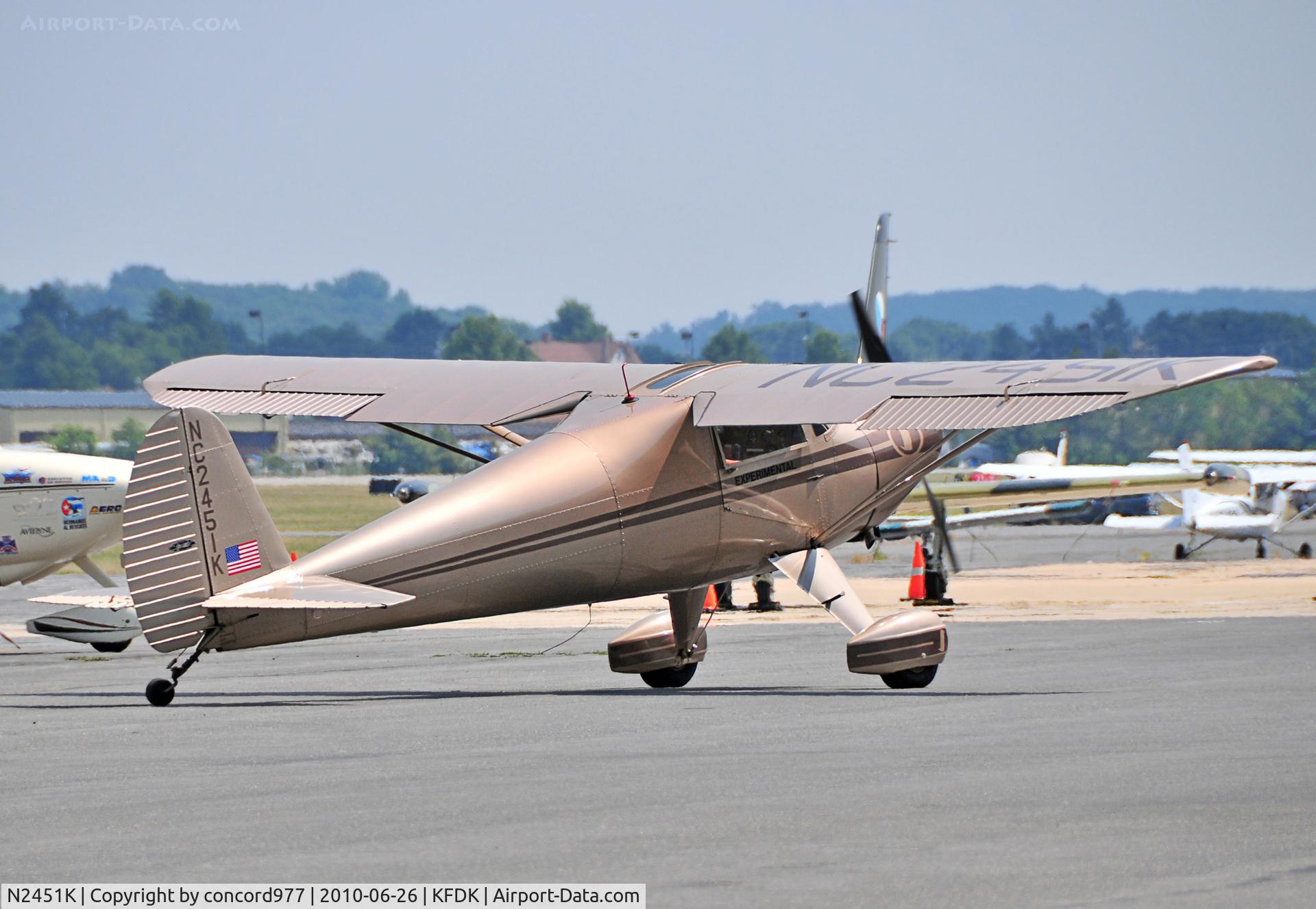 N2451K, 1947 Luscombe 8E Silvaire C/N 5178, Seen at KFDK on 6/26/2010