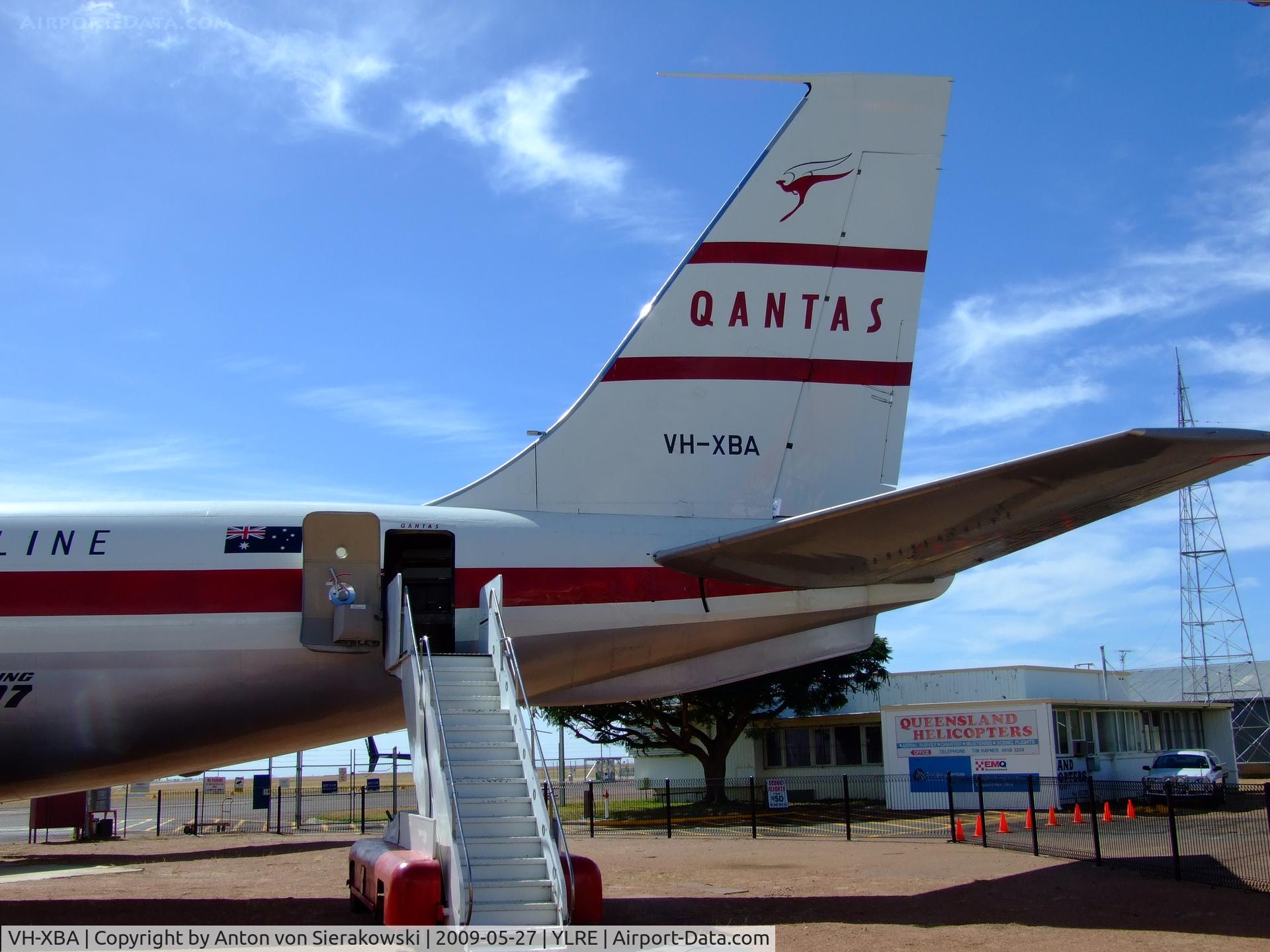 VH-XBA, 1959 Boeing 707-138B C/N 17696, VH-XBA @ YLRE Boeing 707-138BSN: 17696 1st reg au: 07 July 2006. Static display at Qantas Museum at Longreach, Qld, Au.