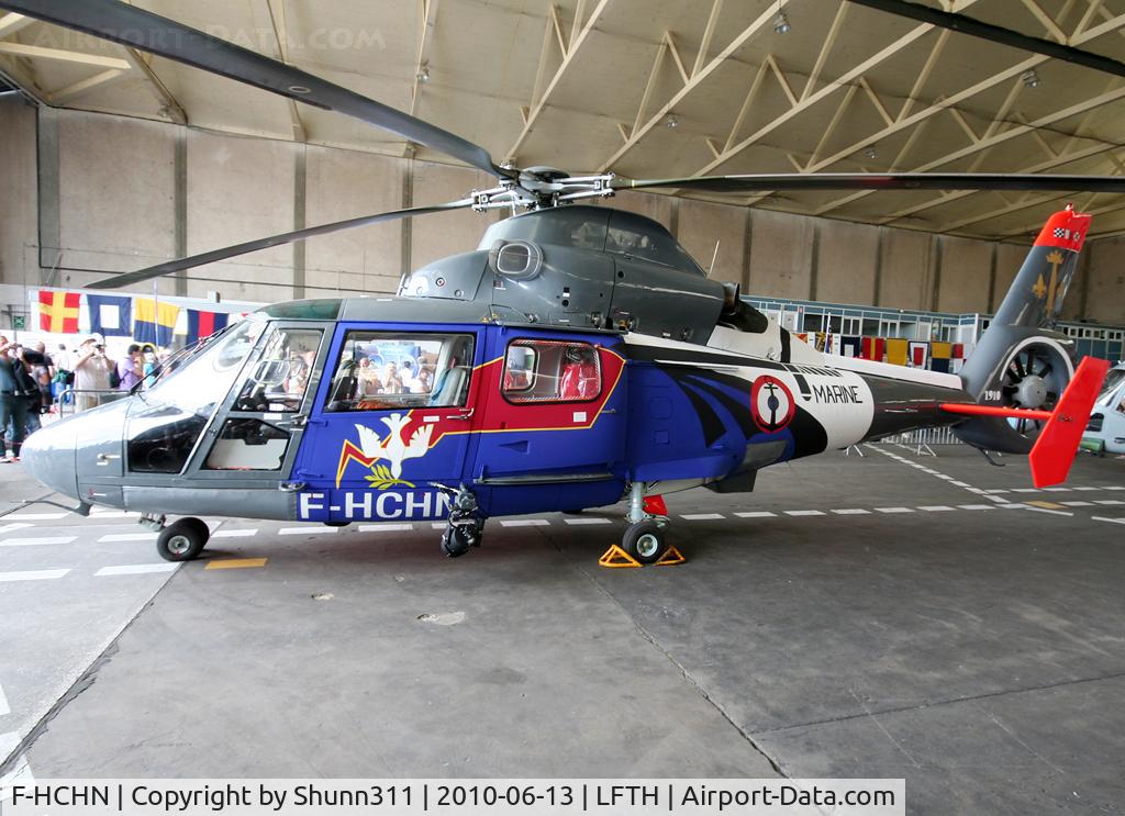 F-HCHN, 1998 Aérospatiale AS-365N-2 Dauphin C/N 6540, Static display into 31F Hangard with special c/s... Taken during LFTH Open Day 2010...