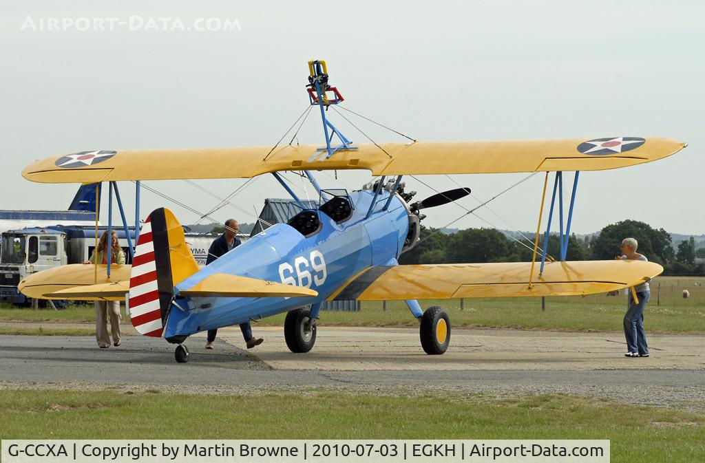 G-CCXA, 1942 Boeing A75N1 C/N 75-3616, shot at headcorn