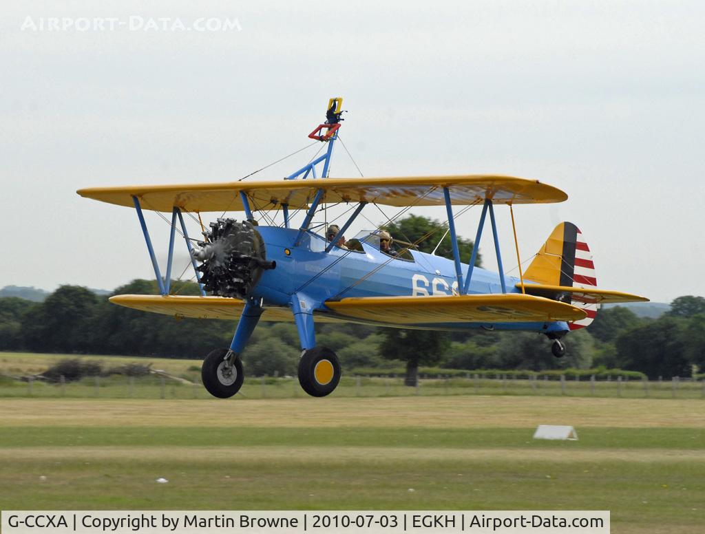 G-CCXA, 1942 Boeing A75N1 C/N 75-3616, SHOT AT HEADCORN