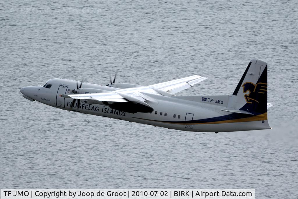 TF-JMO, 1990 Fokker 50 C/N 20205, This picture was taken from the viewing platform on top of the Perlan building adjecent to the airfield.