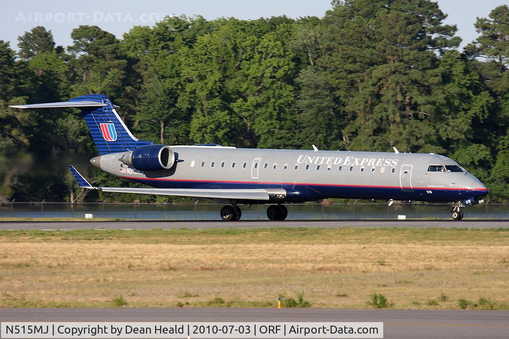 N515MJ, 2003 Bombardier CRJ-700 (CL-600-2C10) Regional Jet C/N 10117, United Express (Mesa Airlines) N515MJ (FLT ASH7305) on takeoff roll on RWY 23 enroute to Chicago O'Hare Int'l (KORD).
