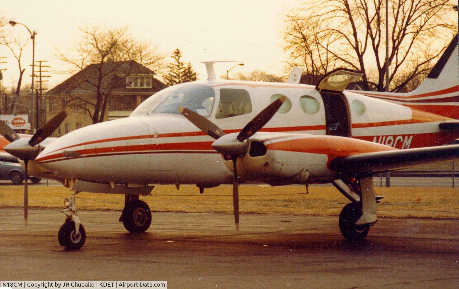 N18CM, Cessna 411 C/N 4110199, N18CM at Detroit City Airport 1983.