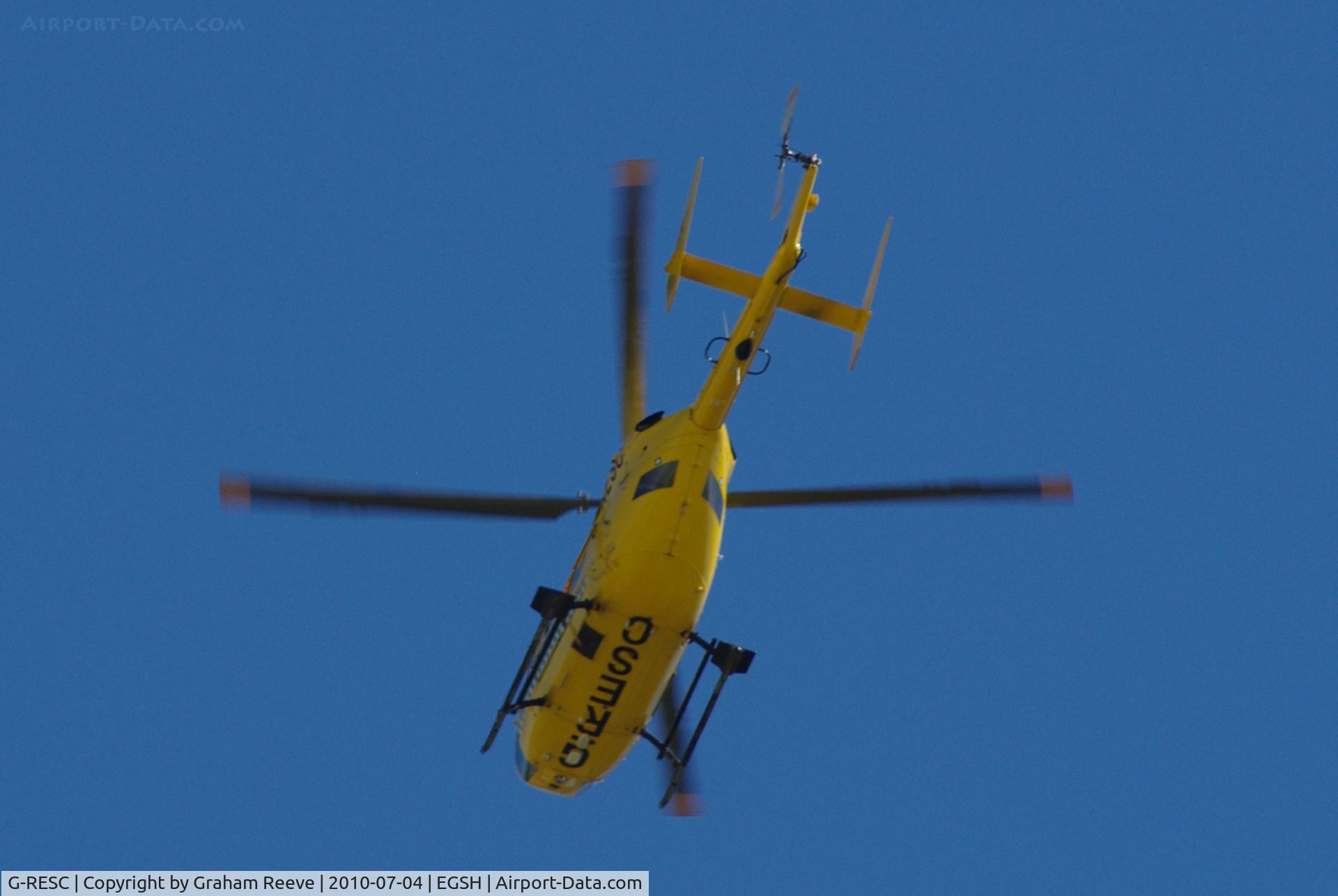 G-RESC, 1996 Eurocopter-Kawasaki BK-117C-1 C/N 7504, Heli-med departing from Norwich.