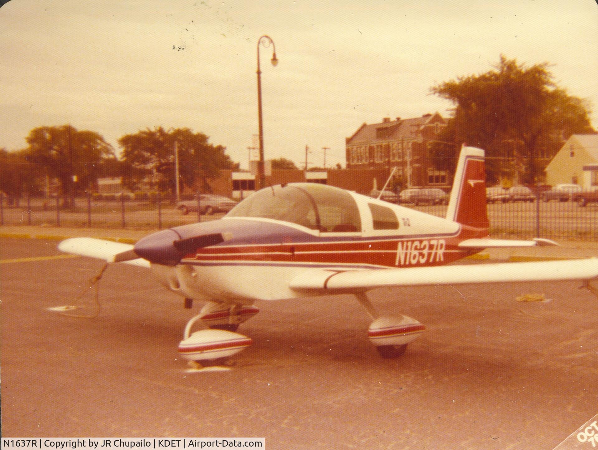 N1637R, 1976 Grumman American AA-1B Trainer C/N AA1B0637, N1637R at Detroit City Airport 1976. Operated by Longhorn Aviation Inc.