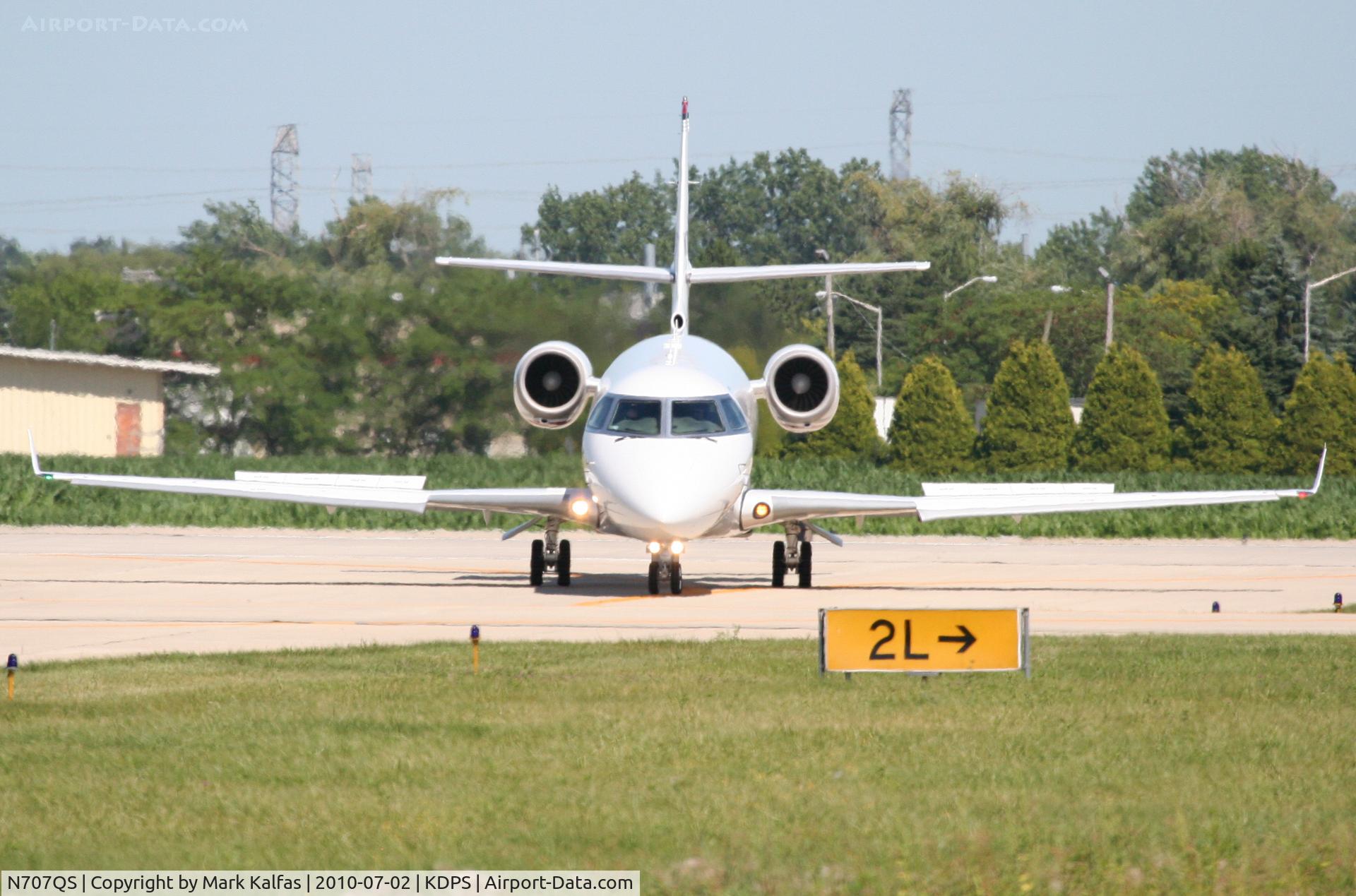 N707QS, 2002 Israel Aircraft Industries Gulfstream 200 C/N 066, NetJets IAI Gulfstream G200, N707QS turning off of 20R at W-6 KDPA arriving from KSTL.