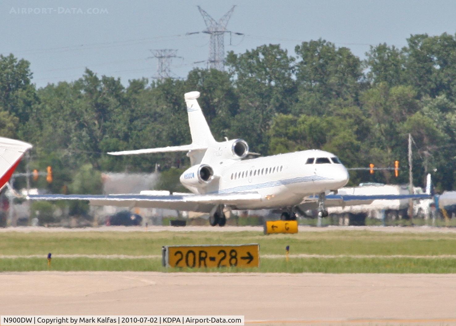 N900DW, 2008 Dassault Falcon 7X C/N 39, WHITECO Dassault Aviation FALCON 7X, N900DW landing 20R KDPA arriving from KYVPZ