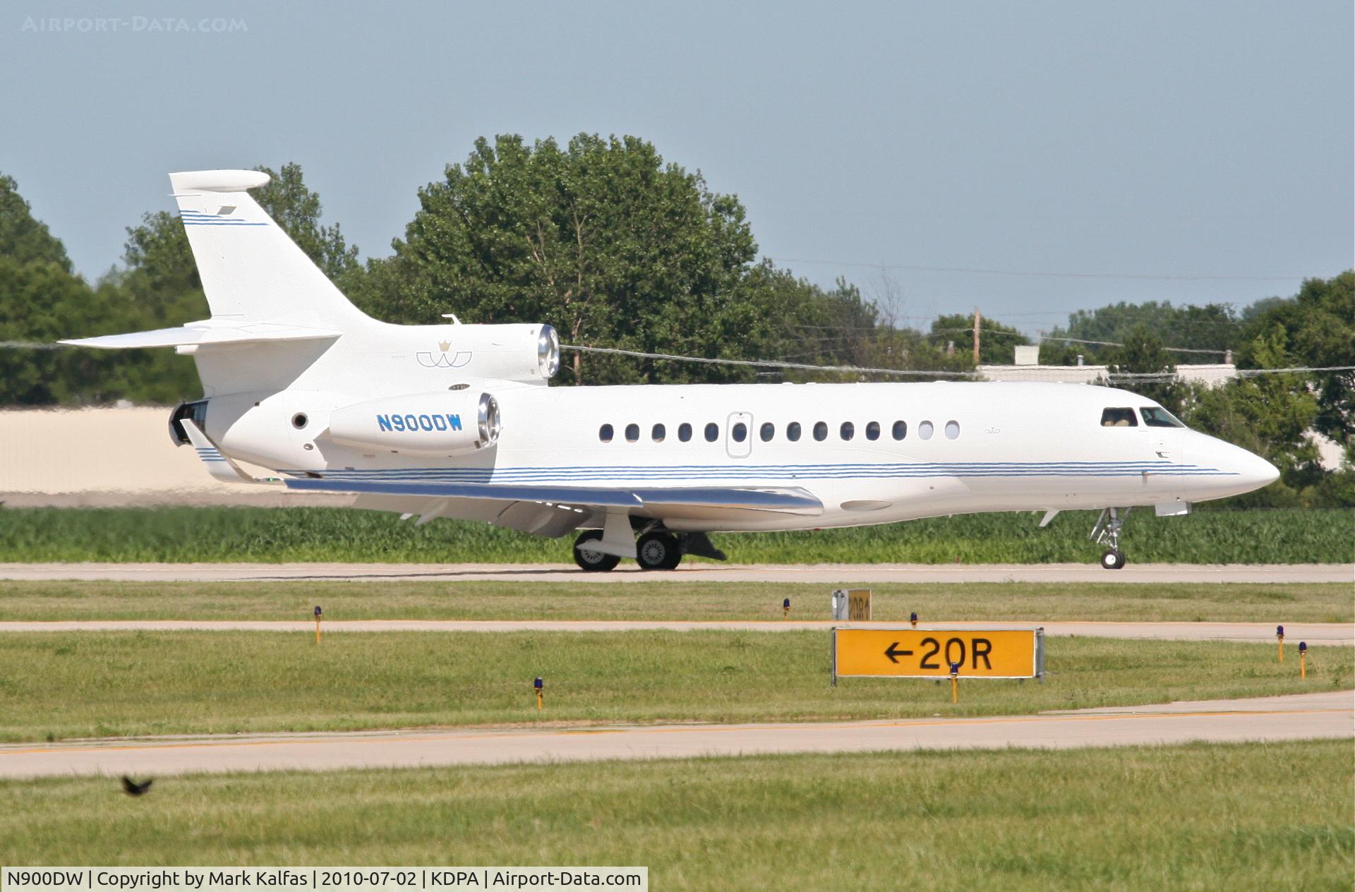 N900DW, 2008 Dassault Falcon 7X C/N 39, WHITECO Dassault Aviation FALCON 7X, N900DW landing 20R KDPA arriving from KYVPZ