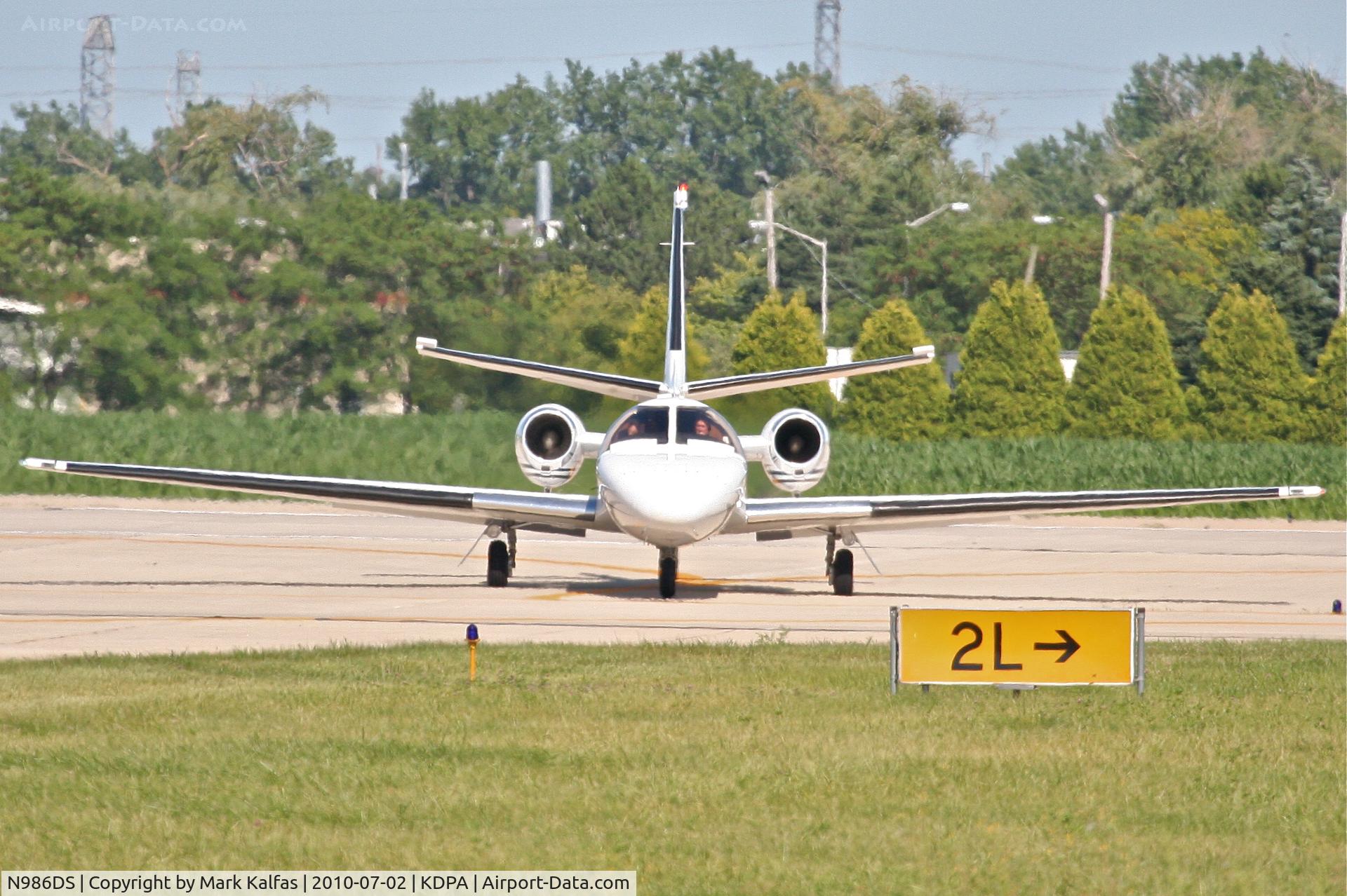 N986DS, 1983 Cessna 501 Citation I/SP C/N 501-0321, ONCOURSE CHARTER LLC Cessna 501, N986DS off 20R at W-6 KDPA after a trip in from KROG.