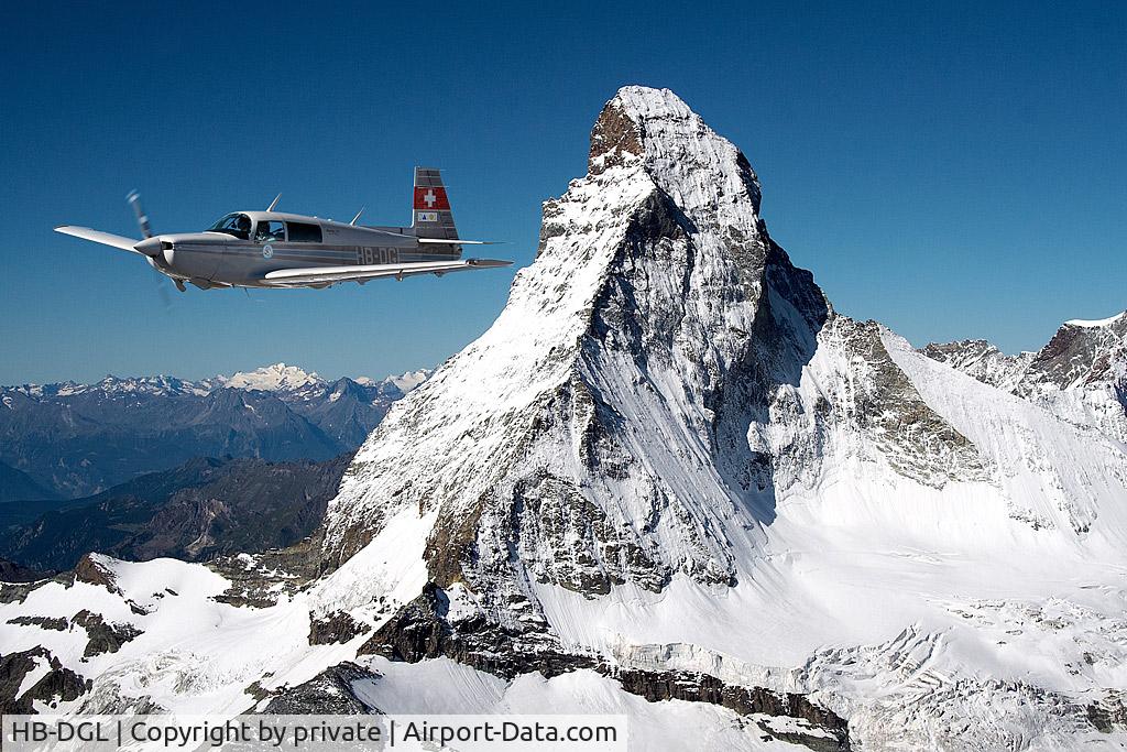 HB-DGL, 1985 Mooney M20K C/N 25-0887, to memorize the end of the R-T-W - flight 
the most beautiful mountain in switzerland: MATTERHORN