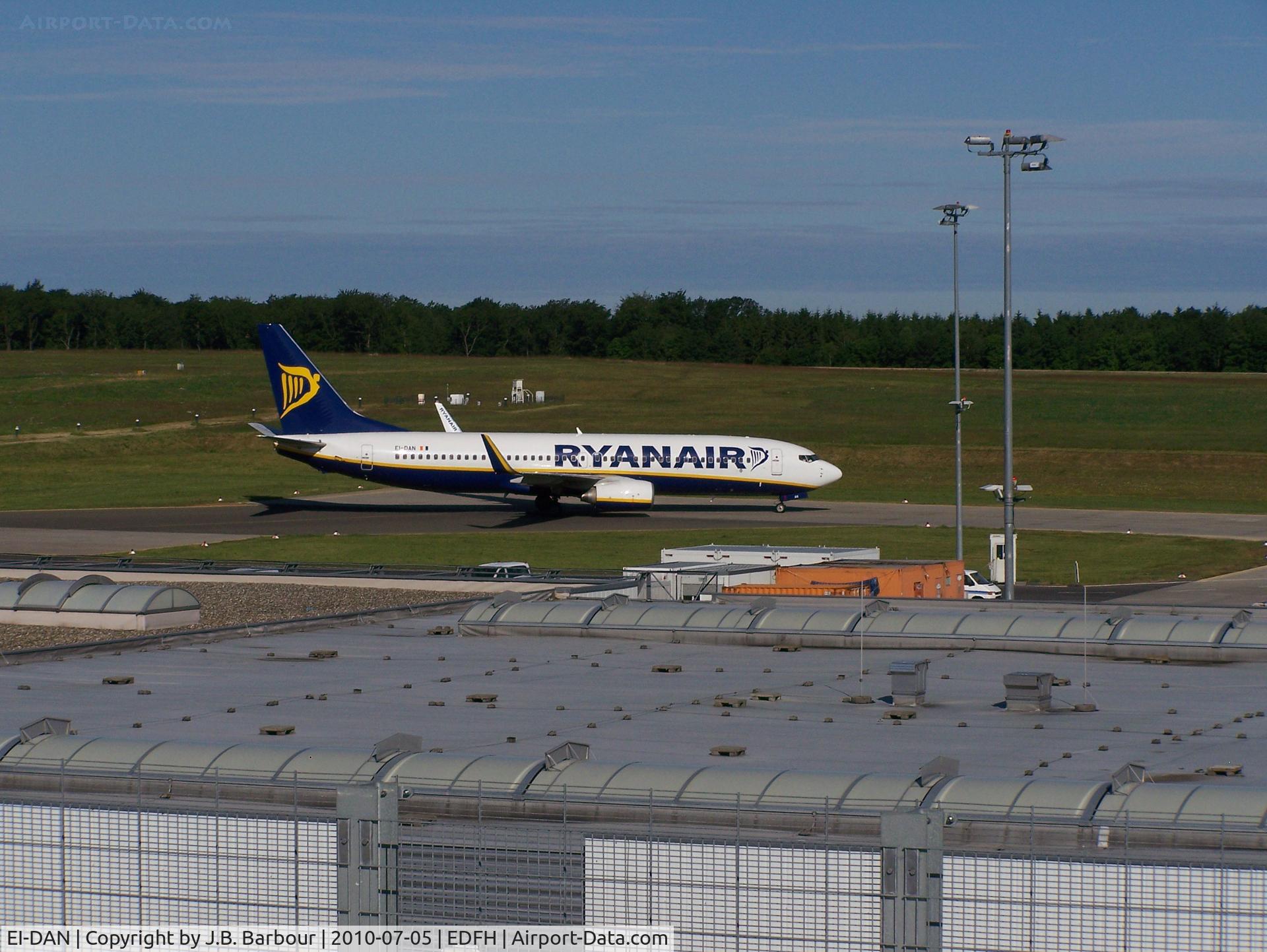 EI-DAN, 2003 Boeing 737-8AS C/N 33549, Arrival from Berlin, Germany. One thing about RyanAir, they don't waste time it getting another flight back up again.