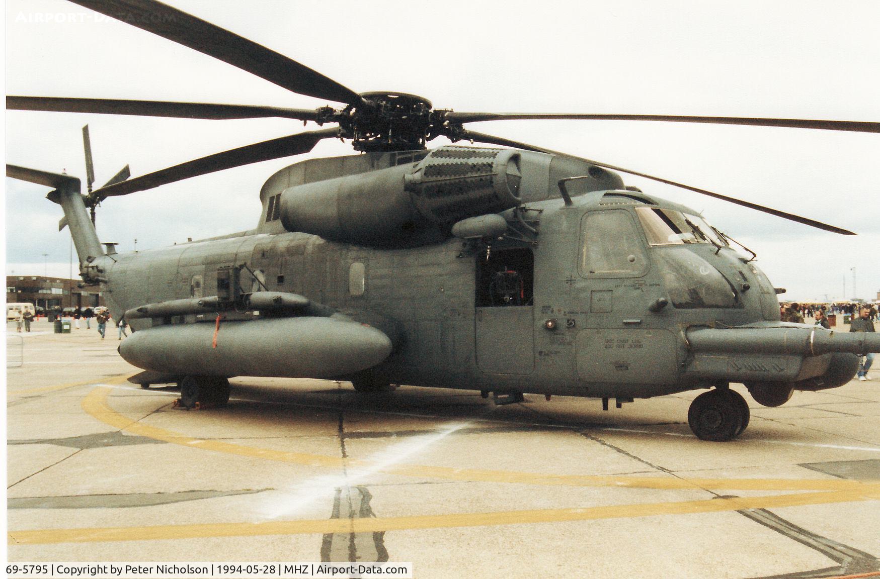69-5795, 1969 Sikorsky MH-53J Pave Low III C/N 65-250, Pave Low III MH-53J of 21st Special Operations Squadron based at Mildenhall on display at the 1994 Mildenhall Air Fete.
