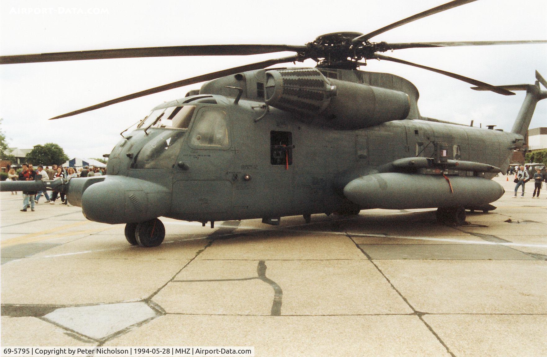 69-5795, 1969 Sikorsky MH-53J Pave Low III C/N 65-250, Pave Low III of the based 21st Special Operations Squadron on display at the 1994 Mildenhall Air Fete.