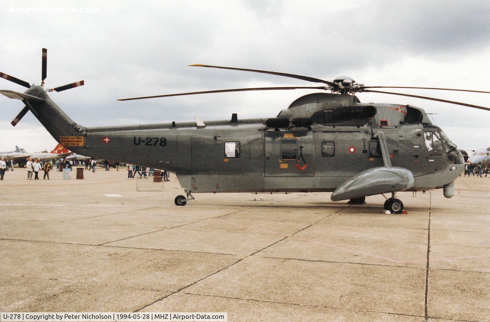 U-278, Sikorsky S-61A C/N 61278, S-61A Sea King of Eskadrille 722 Royal Danish Air Force on display at the 1994 Mildenhall Air Fete.