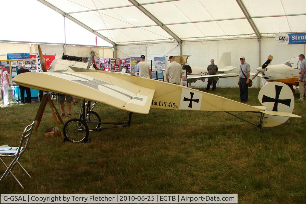 G-GSAL, 2008 Fokker EIII Replica C/N GS-101, Fokker Replica displaced at AeroExpo 2010