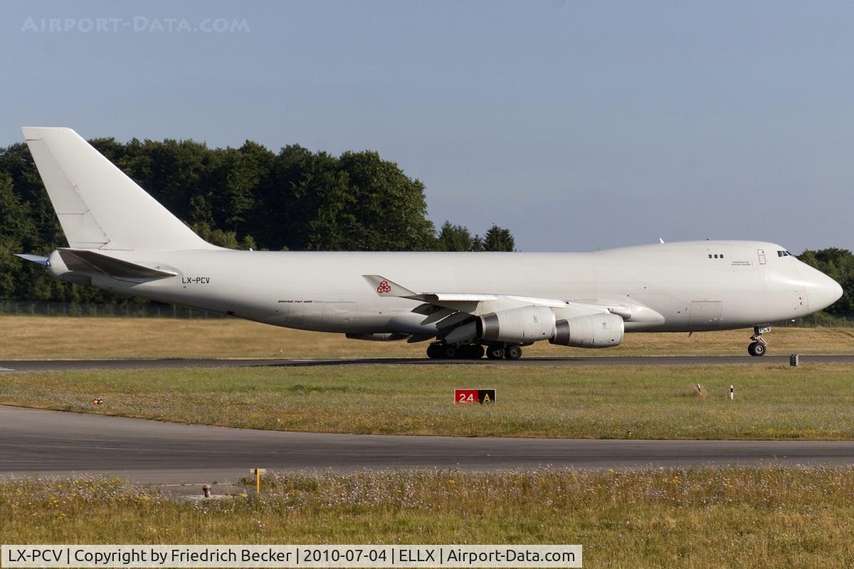 LX-PCV, 1999 Boeing 747-4R7F/SCD C/N 29732, departure via RW24