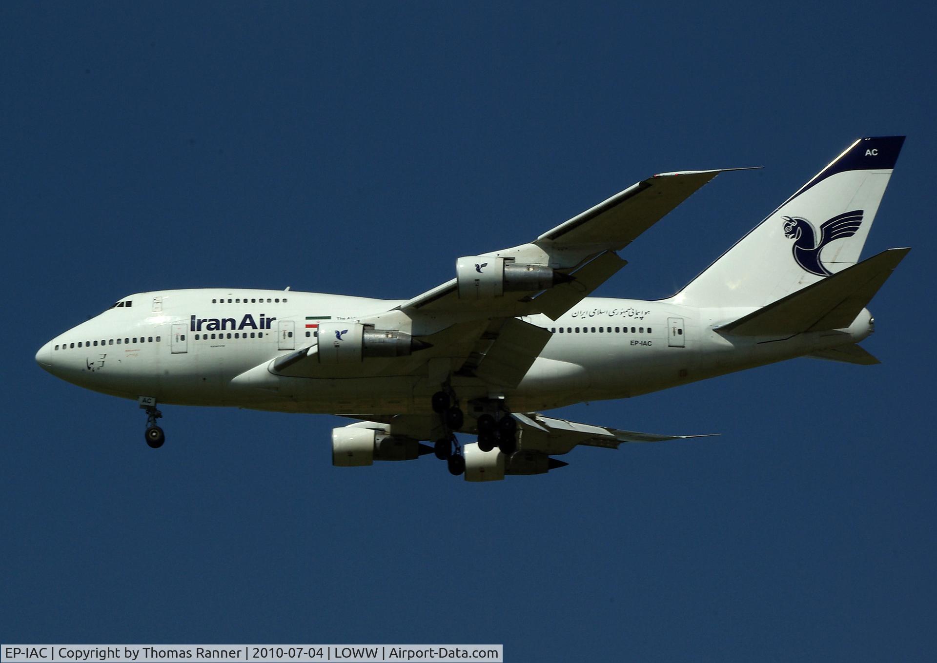EP-IAC, 1977 Boeing 747SP-86 C/N 21093, Iran Air, landing at Vienna