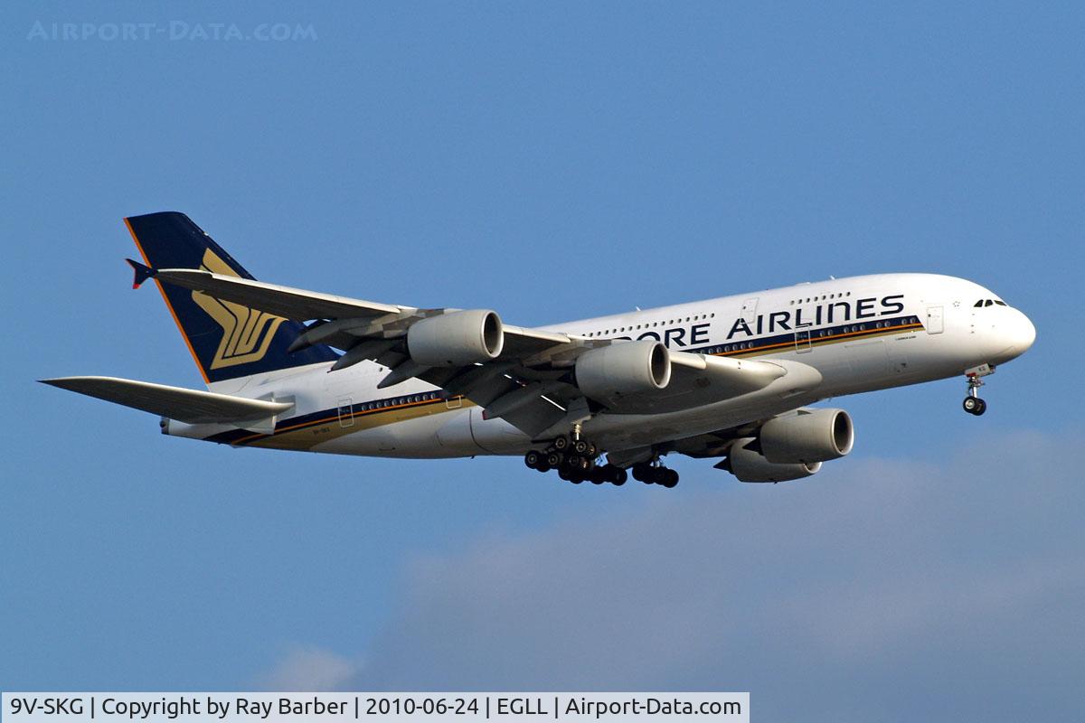 9V-SKG, 2008 Airbus A380-841 C/N 019, Airbus A380-841 [019] (Singapore Airlines) Home~G 24/06/2010. Seen on approach 3 miles out 27L.