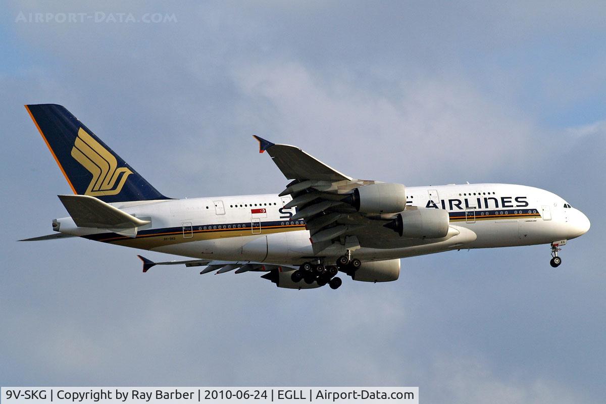 9V-SKG, 2008 Airbus A380-841 C/N 019, Airbus A380-841 [019] (Singapore Airlines) Home~G 24/06/2010. Seen on approach 3 miles out 27L.