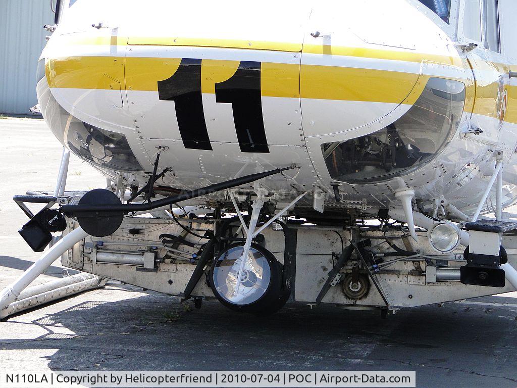 N110LA, 2005 Bell 412EP C/N 36392, Copter 11's front end, lights, mirrors, strobes, Night Sun lamp, water tank, and speakers