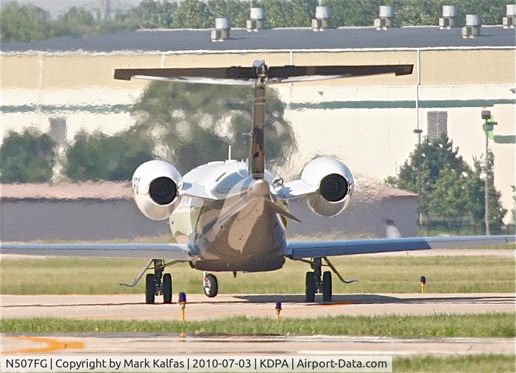 N507FG, 2007 Learjet Inc 45 C/N 326, Flightstar Corp Learjet 45, Nf07FG operating as Flightstar #507 (FSR507) taxing to RWY 20R KDPA for a quick trip up to KUES.