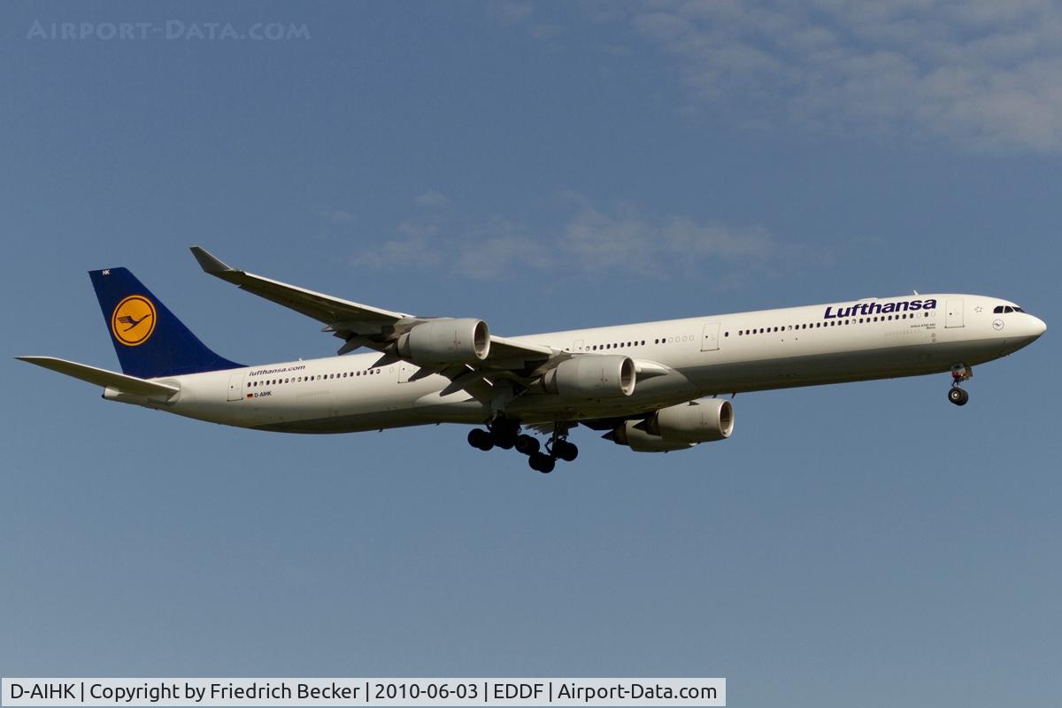 D-AIHK, 2004 Airbus A340-642 C/N 580, short final RW07R