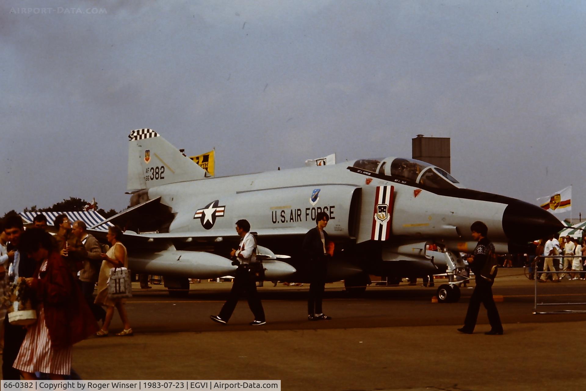 66-0382, 1966 McDonnell F-4E Phantom II C/N 2809, From the 57th FIS USAF. Seen at the IAT held at RAF Greenham Common, UK in 1983 which celebrated 25 years of the F-4 Phantom 11.