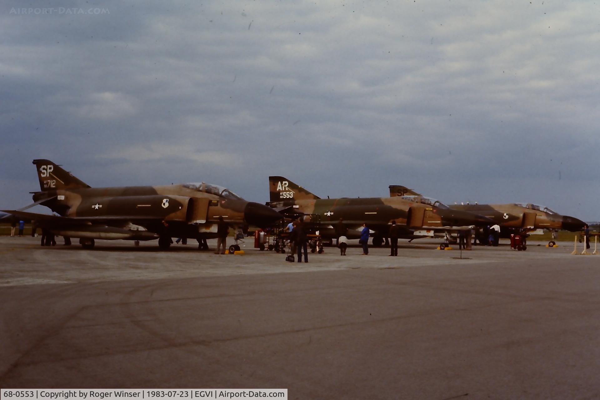 68-0553, 1968 McDonnell Douglas RF-4C Phantom II C/N 3359, Coded AR of 10TRW USAF. With other Phantoms attending the IAT at RAF Greenham Common, UK in 1983.