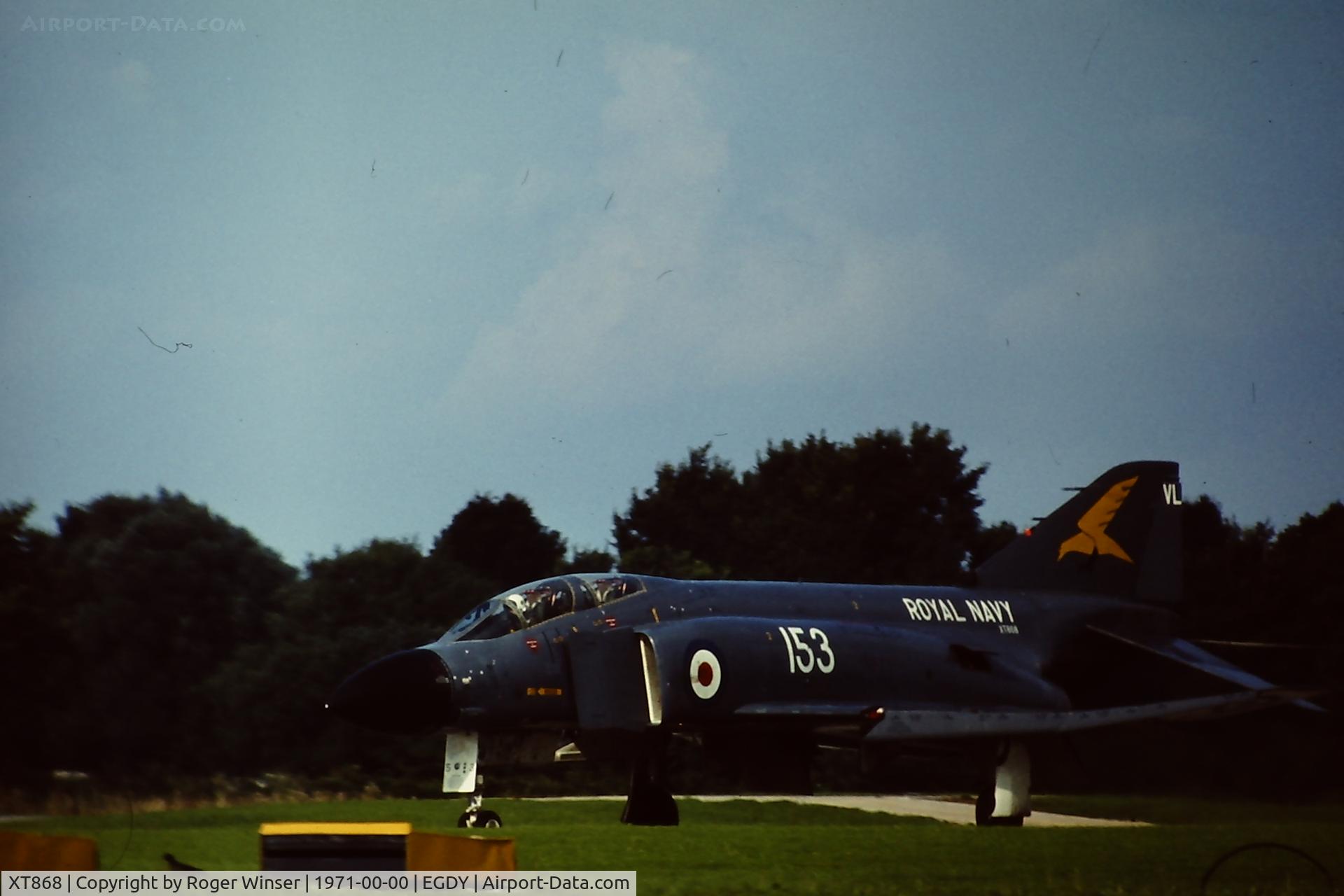 XT868, 1968 McDonnell Douglas Phantom FG1 C/N 2602, Coded 153/VL of 767 NAS landing at base during summer 1971