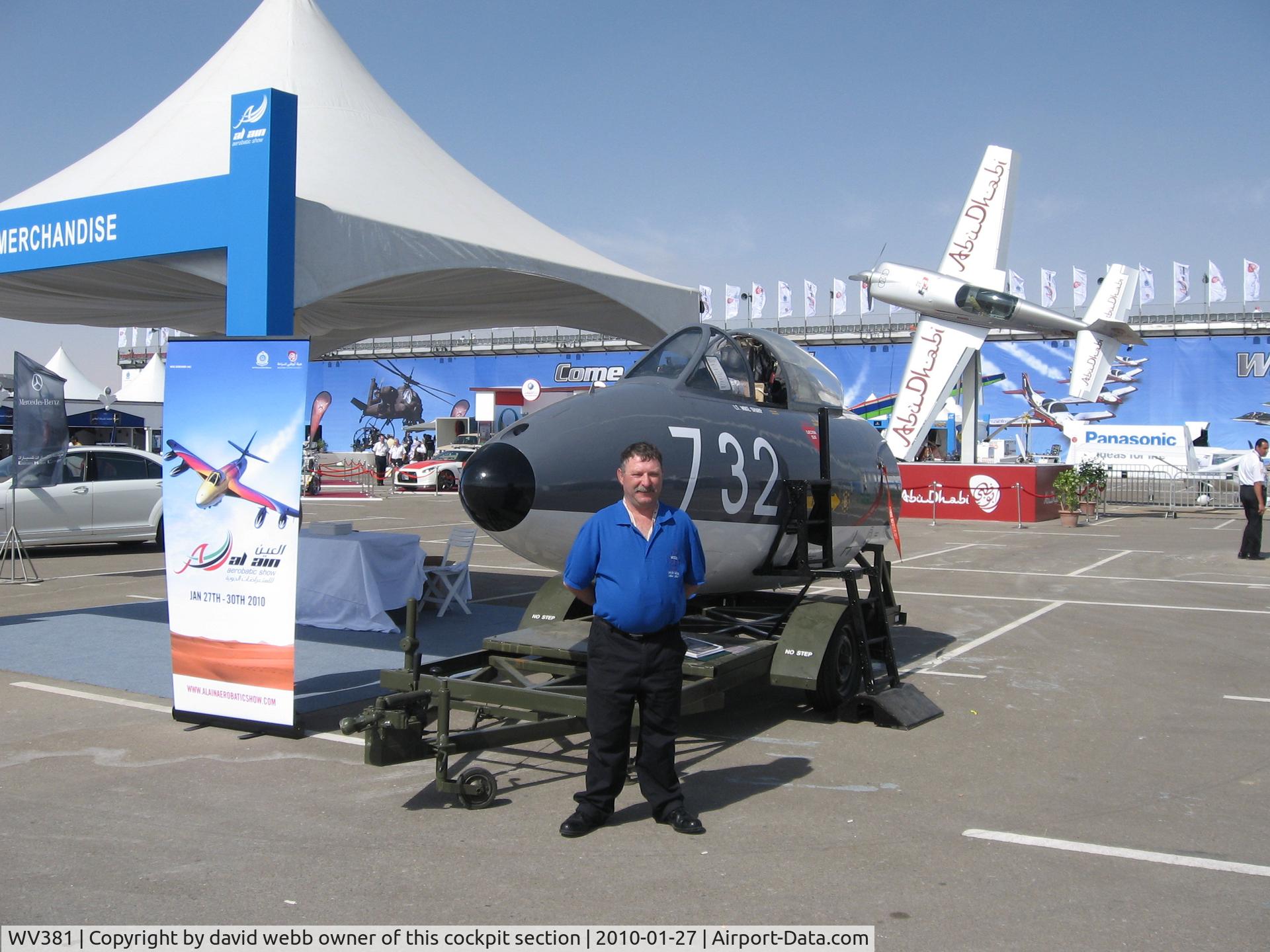 WV381, Hawker Hunter GA.11 C/N 41H/670827, public debut at al ain airshow 
first flew  14 08 1955 
as a mark f4 not t4 
last flew 02 11 1972