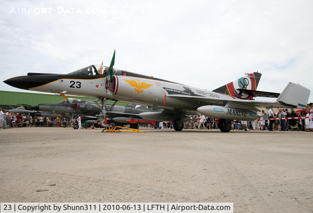 23, Dassault Super Etendard C/N 23, Static display in special '100th anniversary' c/s during LFTH Open Day 2010... On the left side : Charles de Gaule aircraft carrier...