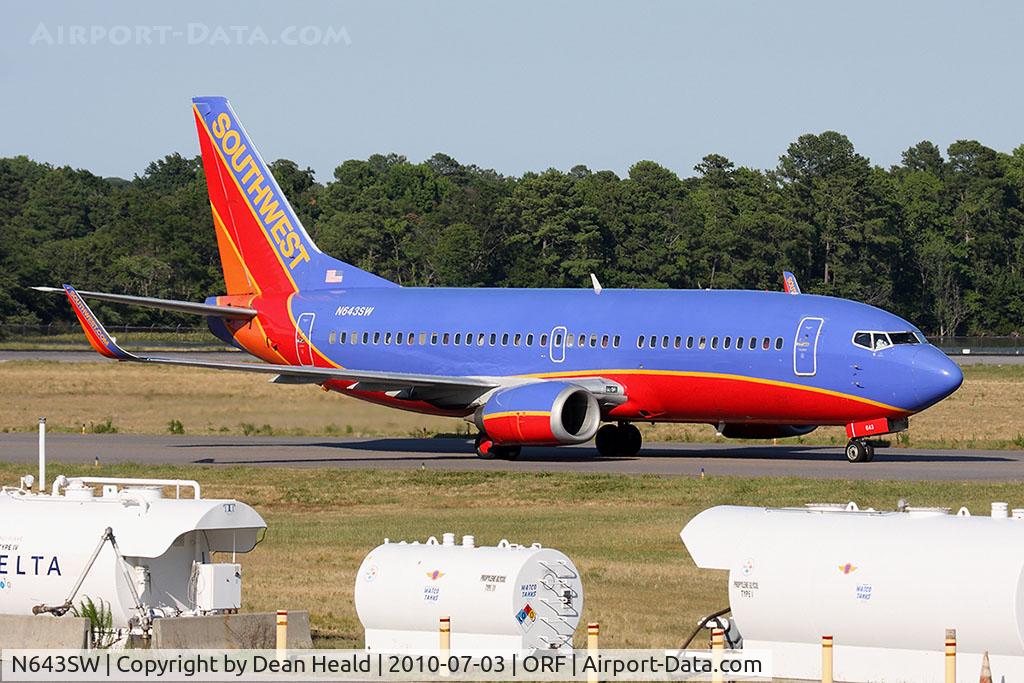 N643SW, 1997 Boeing 737-3H4 C/N 27716, Southwest Airlines N643SW (FLT SWA2563) taxiing to the gate via Taxiway 