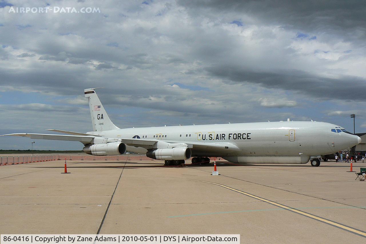 86-0416, Boeing E-8A J-STARS C/N 19626, At the B-1B 25th Anniversary Airshow - Big Country Airfest, Dyess AFB, Abilene, TX

This aircraft is the prototype JStars - c/n 19626, former Boeing 707-338C delivered in
1968 to Qantas as VH-EAF, then HL7432, then N770JS