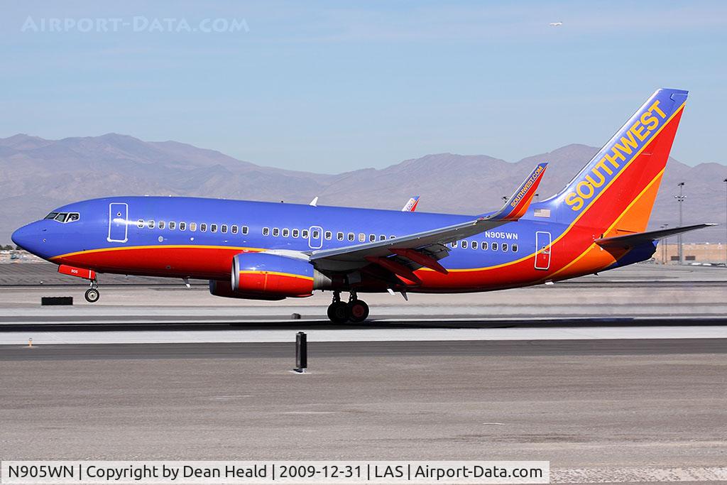 N905WN, 2008 Boeing 737-7H4 C/N 36617, Southwest Airlines N905WN (FLT SWA3314) from Louis Armstrong New Orleans Int'l (KMSY) landing RWY 25L.