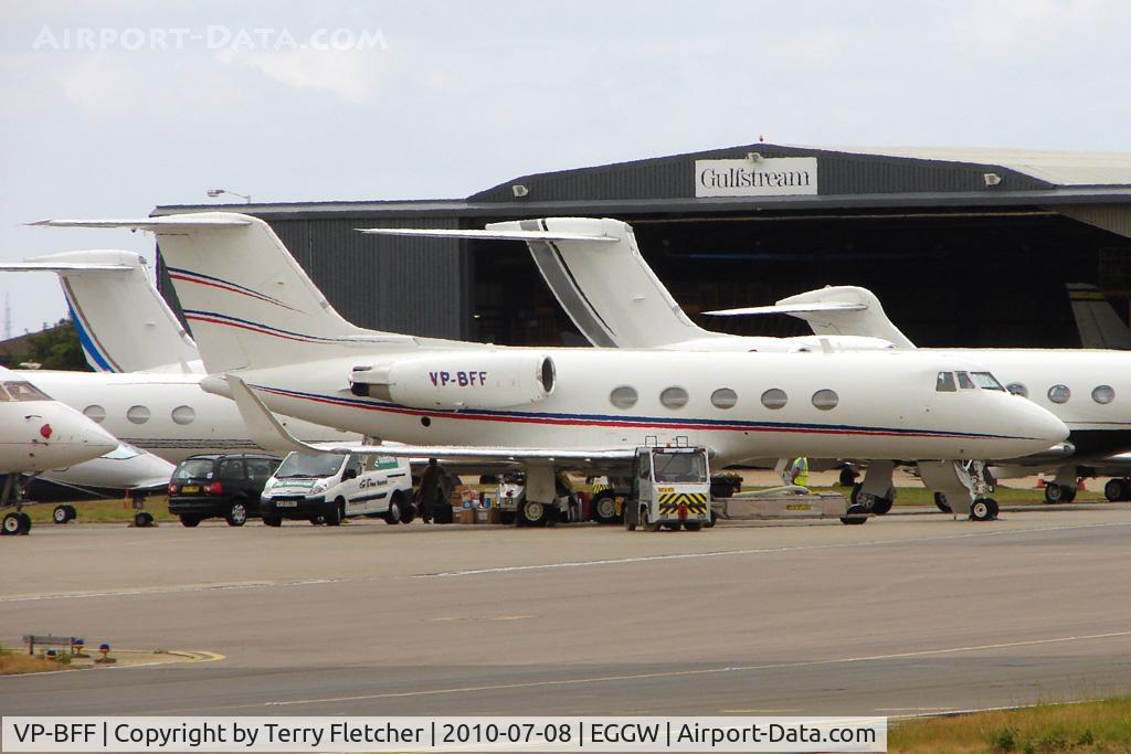 VP-BFF, 1976 Grumman G-1159 Gulfstream II C/N 186, 1976 Gulfstream G-1159 (G-II), c/n: 186 at Luton