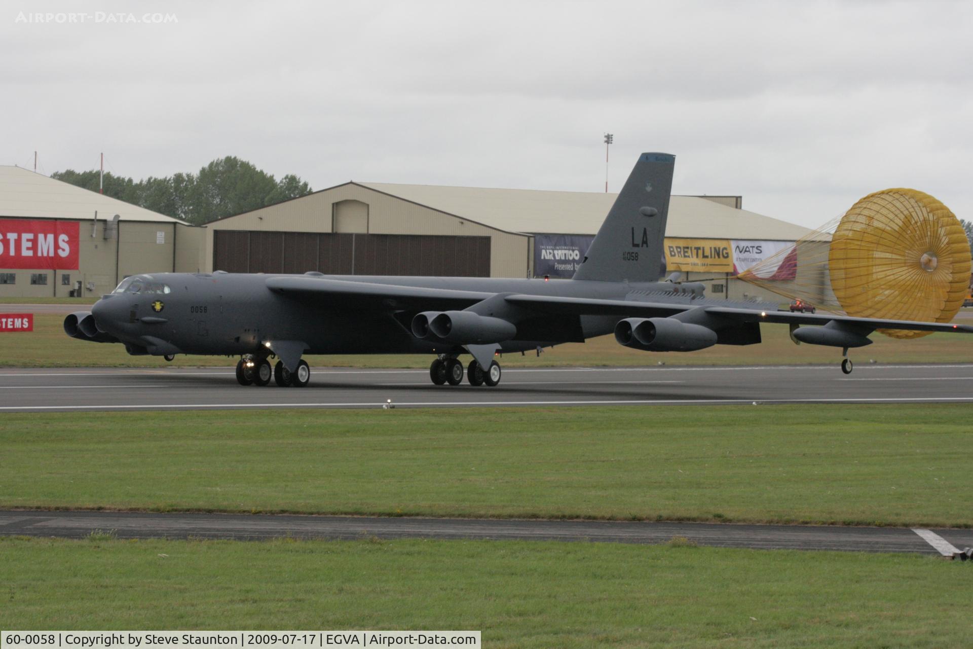 60-0058, 1960 Boeing B-52H-160-BW Stratofortress C/N 464423, Taken at the Royal International Air Tattoo 2009