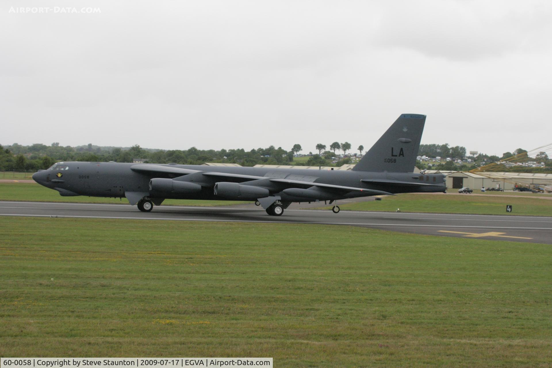 60-0058, 1960 Boeing B-52H-160-BW Stratofortress C/N 464423, Taken at the Royal International Air Tattoo 2009