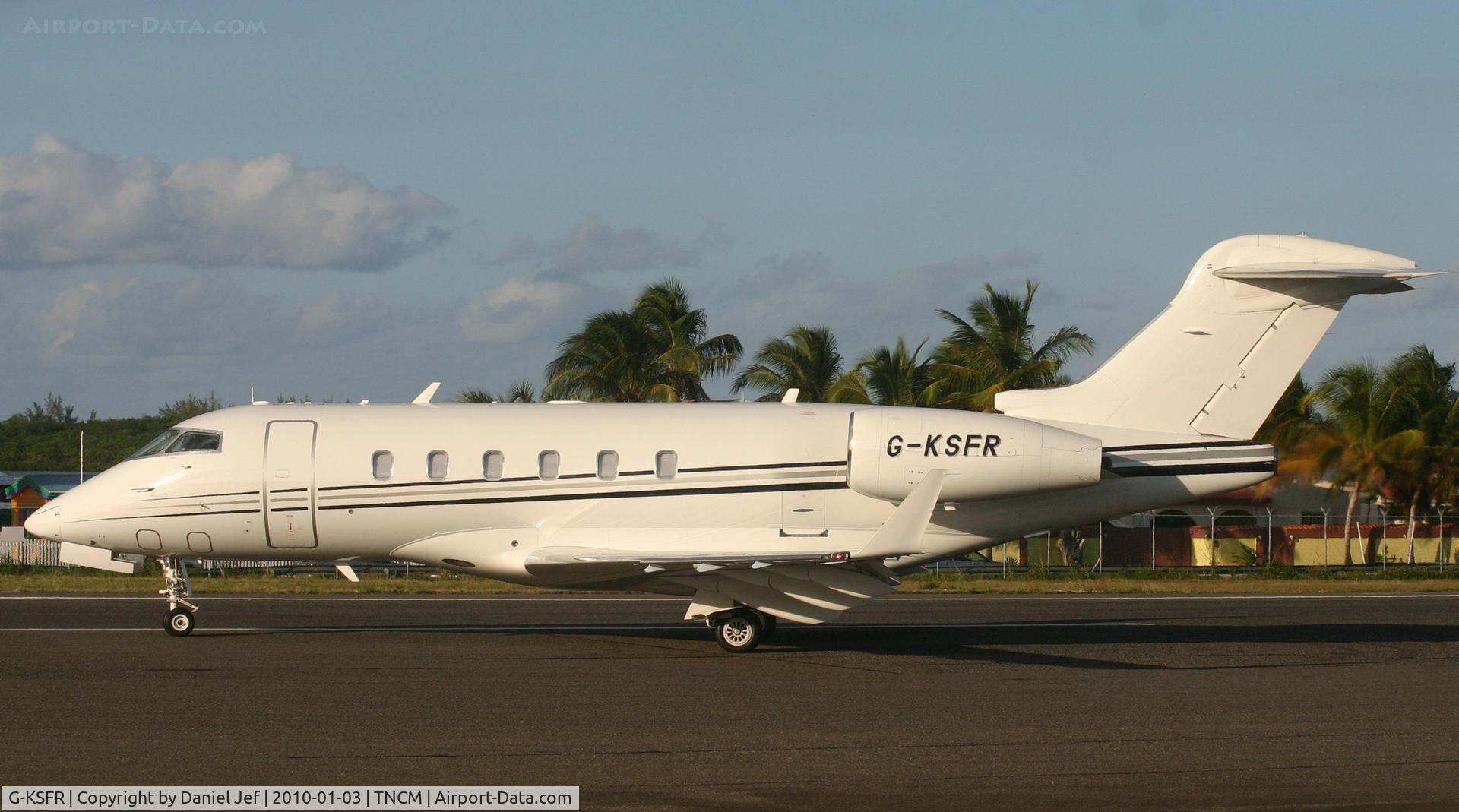 G-KSFR, 2008 Bombardier Challenger 300 (BD-100-1A10) C/N 20189, G-KSFR back tracking the active for parking at TNCM