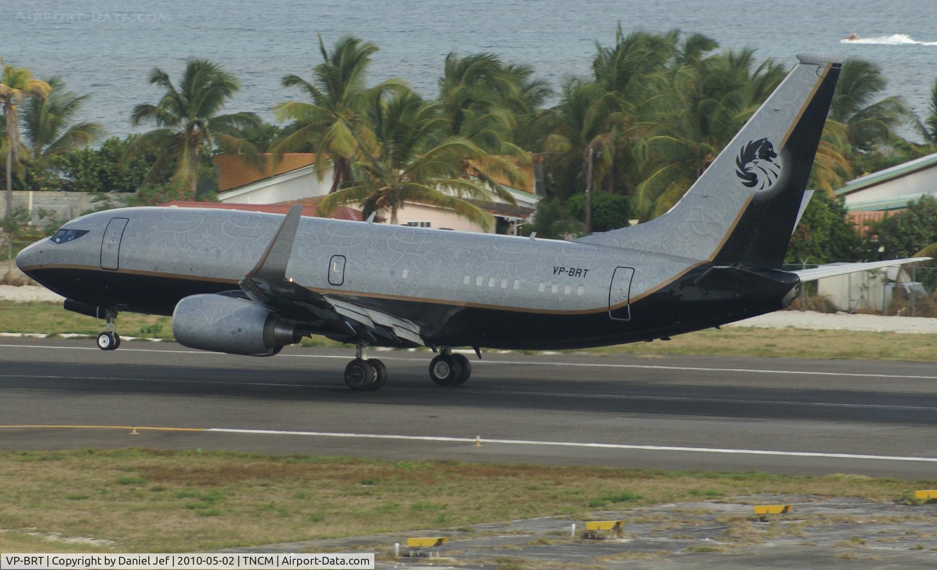VP-BRT, 2001 Boeing 737-7BC C/N 32970, VP-BRT Landing at TNCM runway 10
