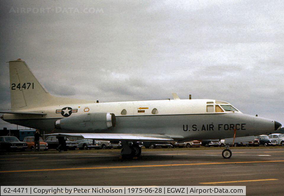 62-4471, 1962 North American CT-39A Sabreliner C/N 276-24, CT-39A Sabreliner of the 7101st Air Base Wing at Wiesbaden on display at the 1975 RAF Alconbury Airshow.