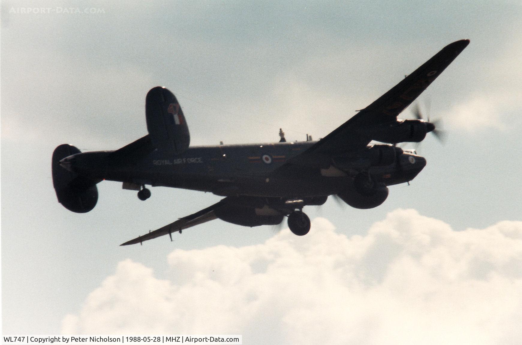WL747, Avro 716 Shackleton AEW.2 C/N R3/696/239005, Shackleton AEW.2 of 8 Squadron at RAF Lossiemouth on a flypast at the 1988 RAF Mildenhall Air Fete.