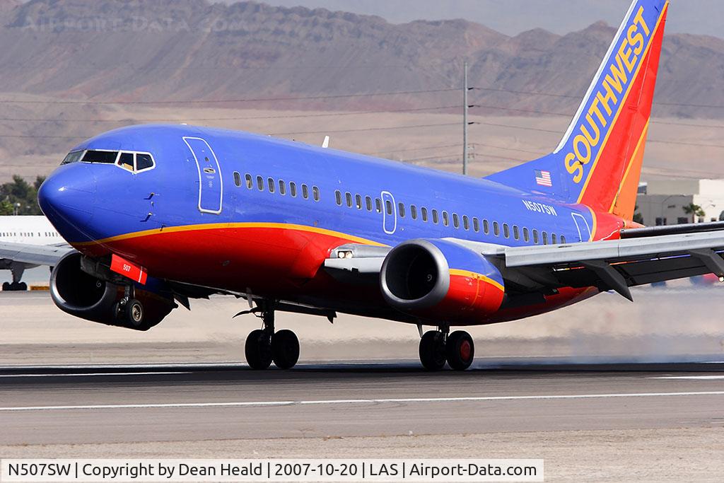 N507SW, 1990 Boeing 737-5H4 C/N 24184, Southwest Airlines N507SW (FLT SWA1301) from Oklahoma City (KOKC) landing RWY 25L.