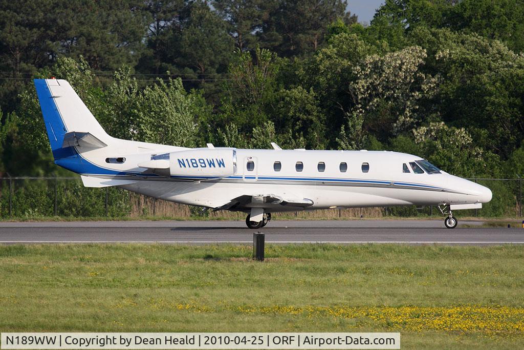 N189WW, 2000 Cessna 560XL C/N 560-5069, Window World Inc 2000 Cessna 560XL Citation Excel N189WW starting takeoff roll on RWY 23 enroute to Wilkes County Airport (KUKF) - North Wilkesboro, NC.