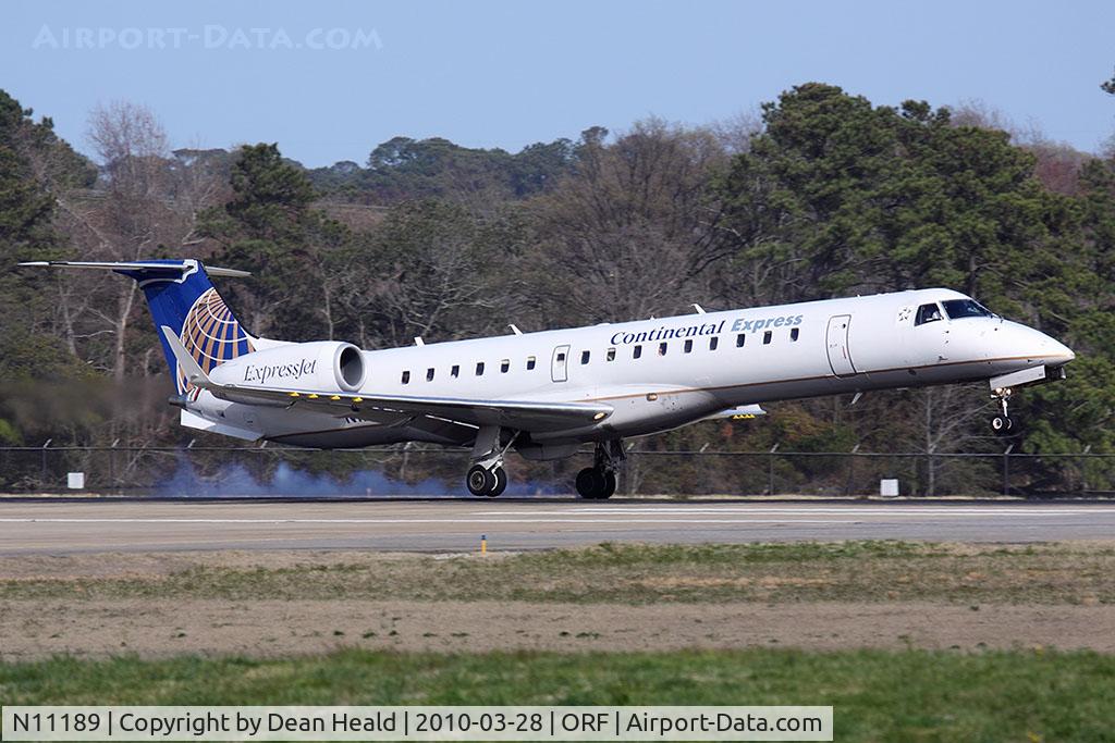 N11189, 2005 Embraer ERJ-145XR (EMB-145XR) C/N 14500931, Continental Express (ExpressJet Airlines) N11189 (FLT BTA2780) from Houston Bush Intercontinental (KIAH) landing RWY 23.