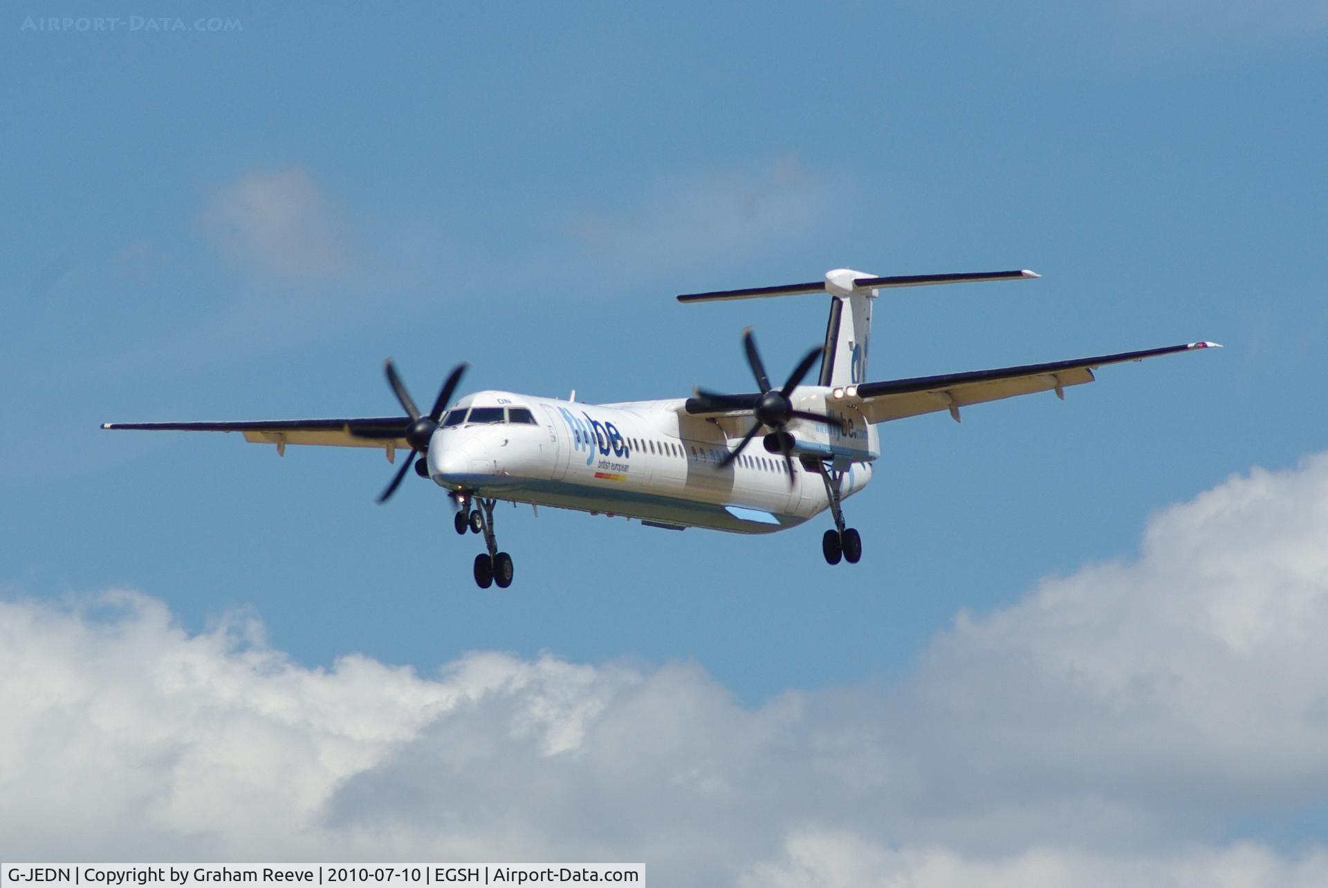 G-JEDN, 2003 De Havilland Canada DHC-8-402Q Dash 8 C/N 4078, On finals.